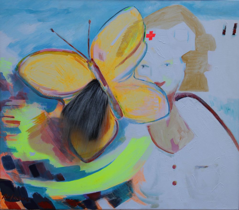 Ingrid Rafael   Öl, Acryl, Kunstpelz, Leinwand 70 x 90 cm 2004