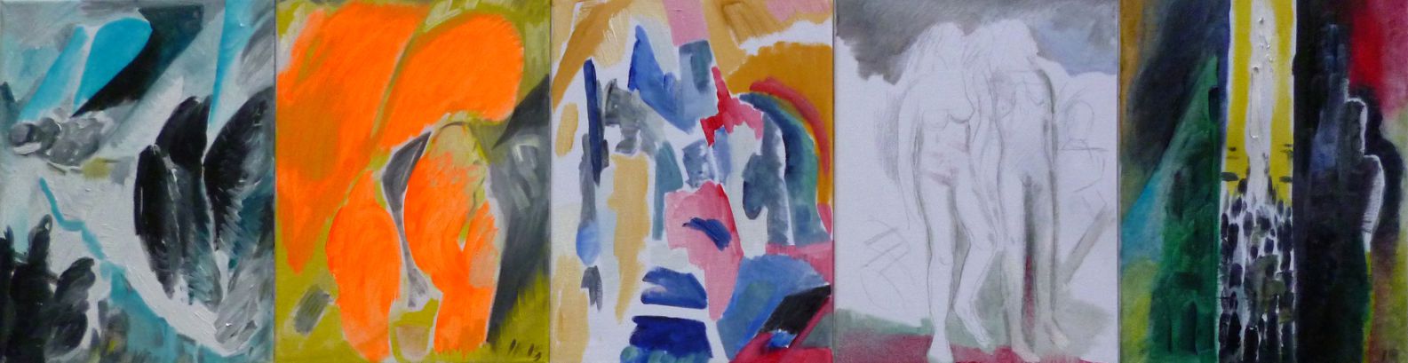 Ingrid Rafael, Terror hat ein Geschlecht, 2015  Öl LW Bleistift    40 x 150 cm